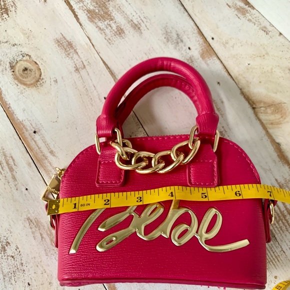 BEBE Gianna mini dome bag crossbody purse raspberry pink gold tone faux leather - Picture 12 of 16